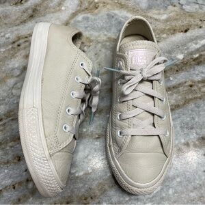 CONVERSE BEIGE LEATHER LOW SHOES